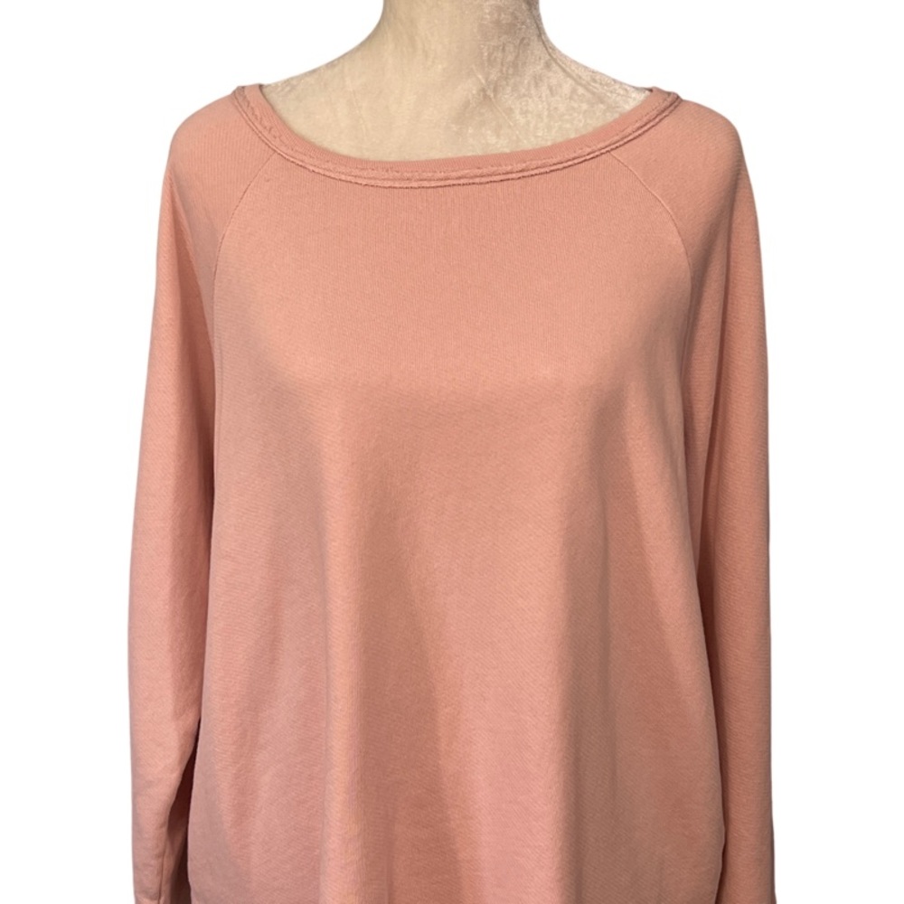 Eileen Fisher Organic Cotton Oversized Lightweight Sweatshirt Pink Size XL - Picture 2 of 7